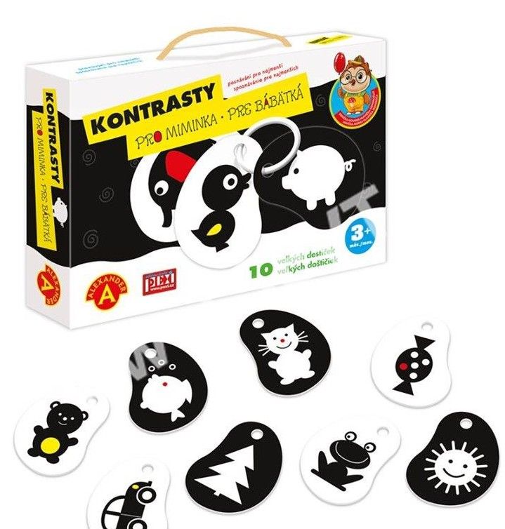 Kontrasty pro miminka poznávání pro nejmenší 10ks destiček
