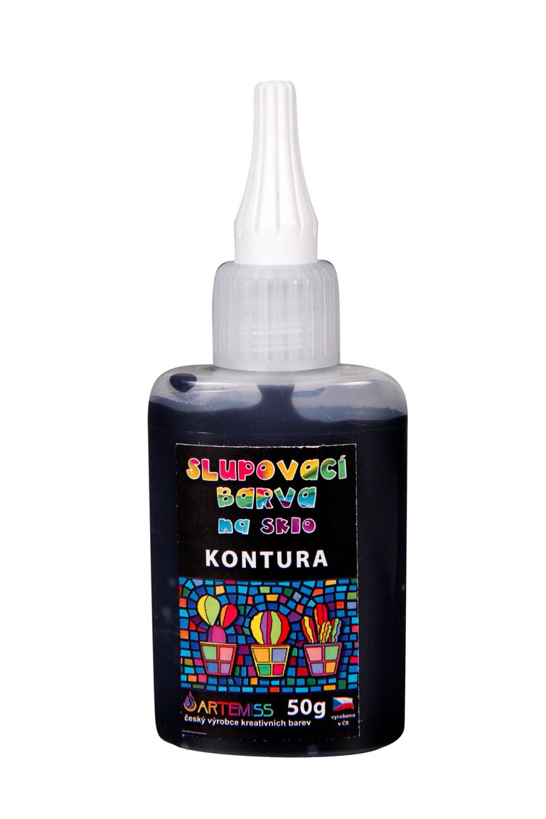 Levně Kontura na sklo, slupovací - černá, 50 g