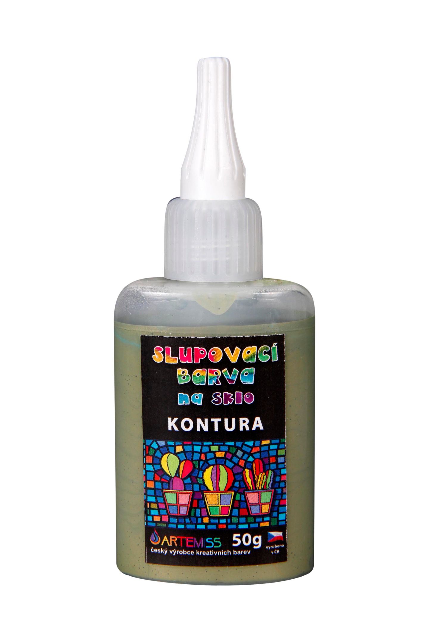 Kontura na sklo, slupovací - mosaz, 50 g