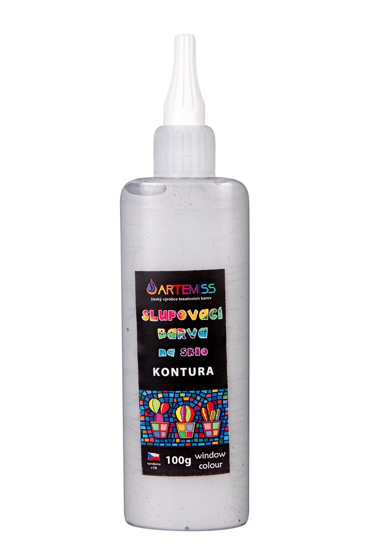 Levně Kontura na sklo, slupovací - světlé stříbro, 100 g