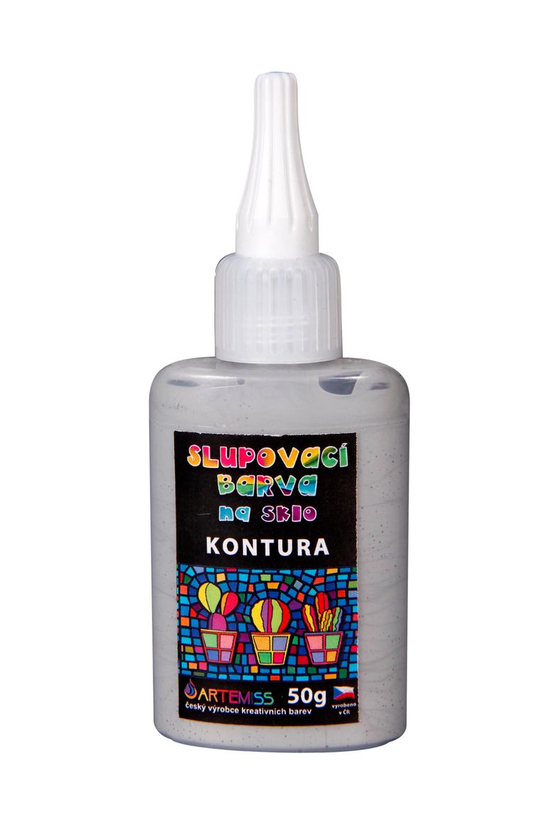 Levně Kontura na sklo, slupovací - světlé stříbro, 50 g