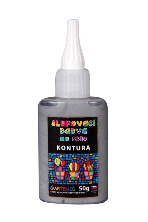Obrázek produktu: Kontura na sklo, slupovací - tmavé stříbro, 50 g