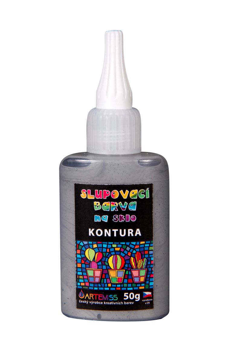 Levně Kontura na sklo, slupovací - tmavé stříbro, 50 g