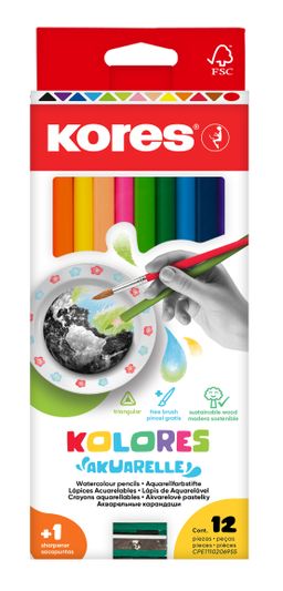 Obrázek produktu: Kores AKUARELLE Akvarelové pastelky - sada 12 barev