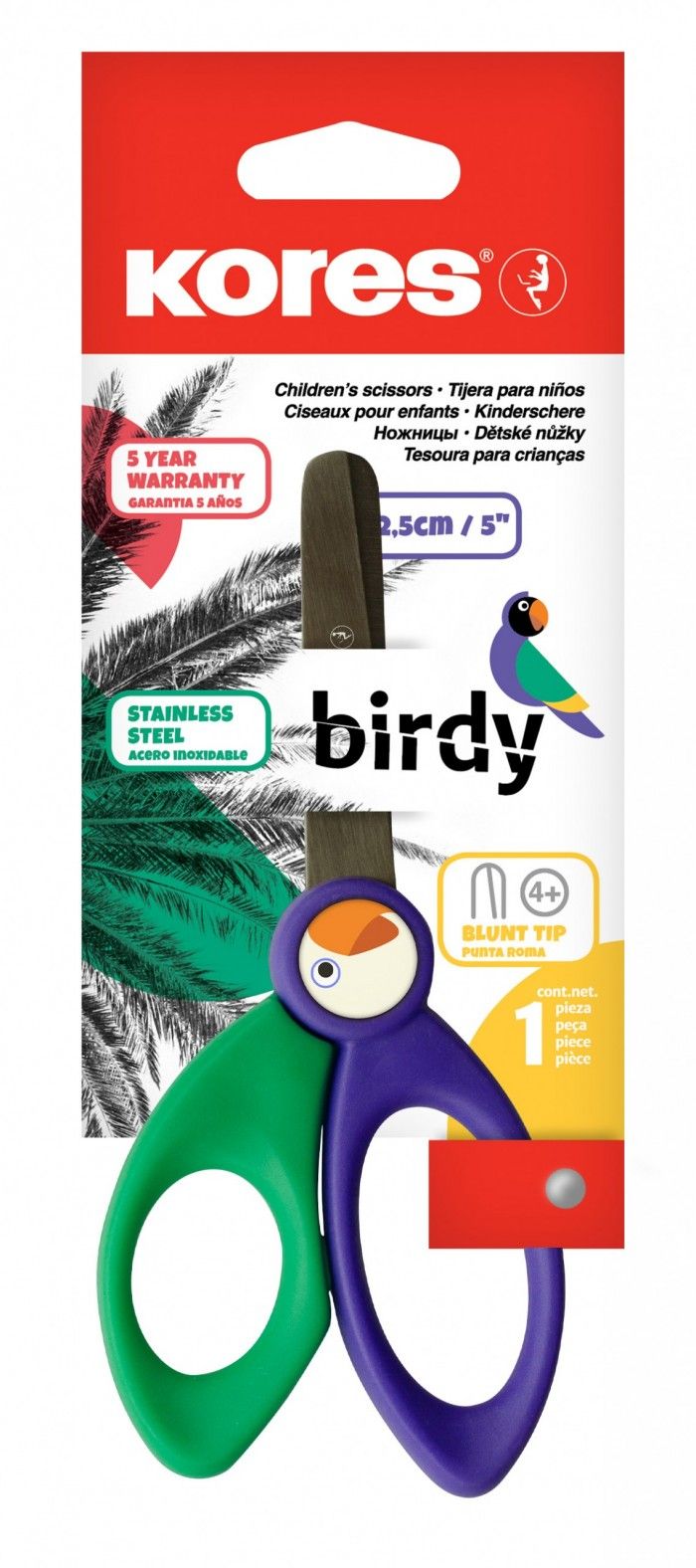 Kores Dětské nůžky Birdy 12,5 cm - mix barev