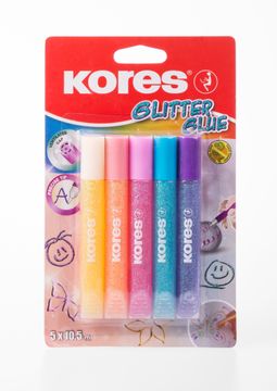 Obrázek produktu: Kores Glitter Glue lepidlo se třpytkami 10,5 ml × 5 pastelových barev