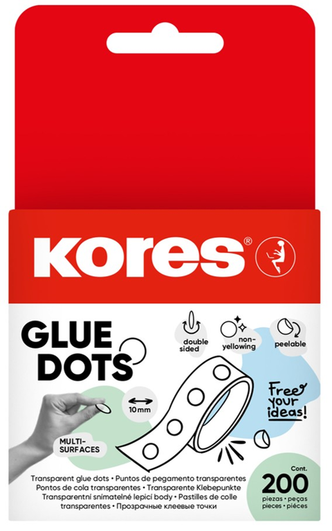 Obrázek produktu: Kores Glue Dots Transparentní lepicí body 200 ks v roli