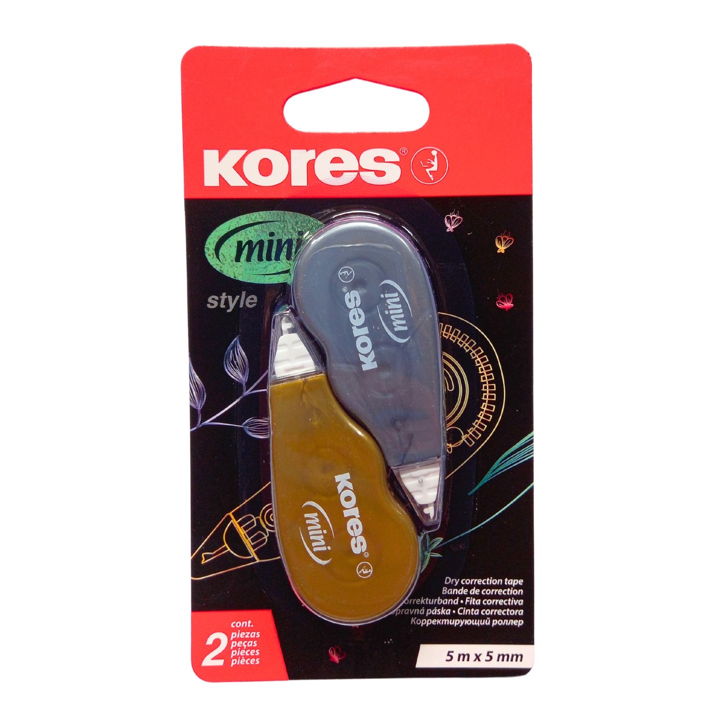 Kores Korekční strojek Mini Roller Silver & Gold 5 m × 5 mm, 2 ks