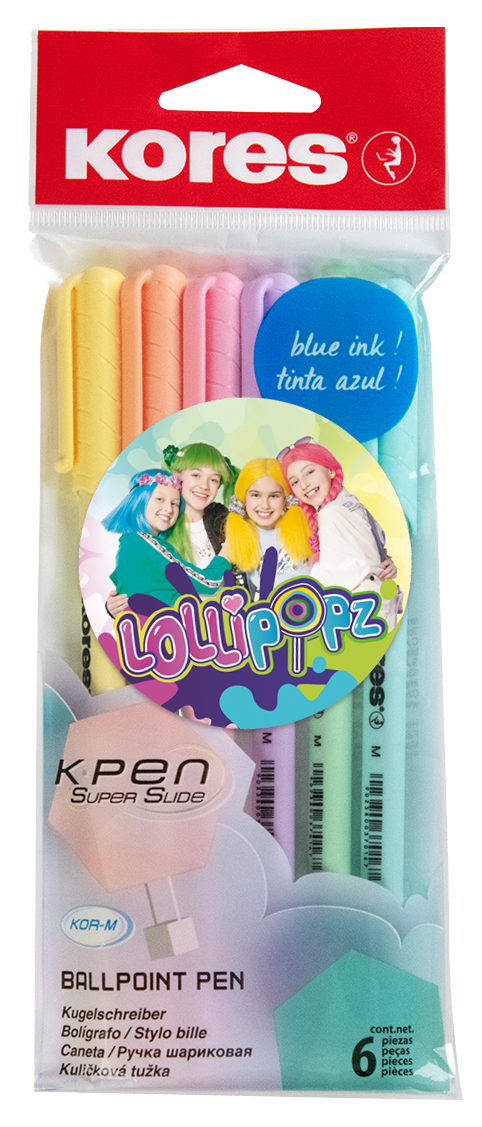 Kores Kuličkové pero K0 Pen Pastel LOLLIPOPZ 1 mm - sada 6 barev