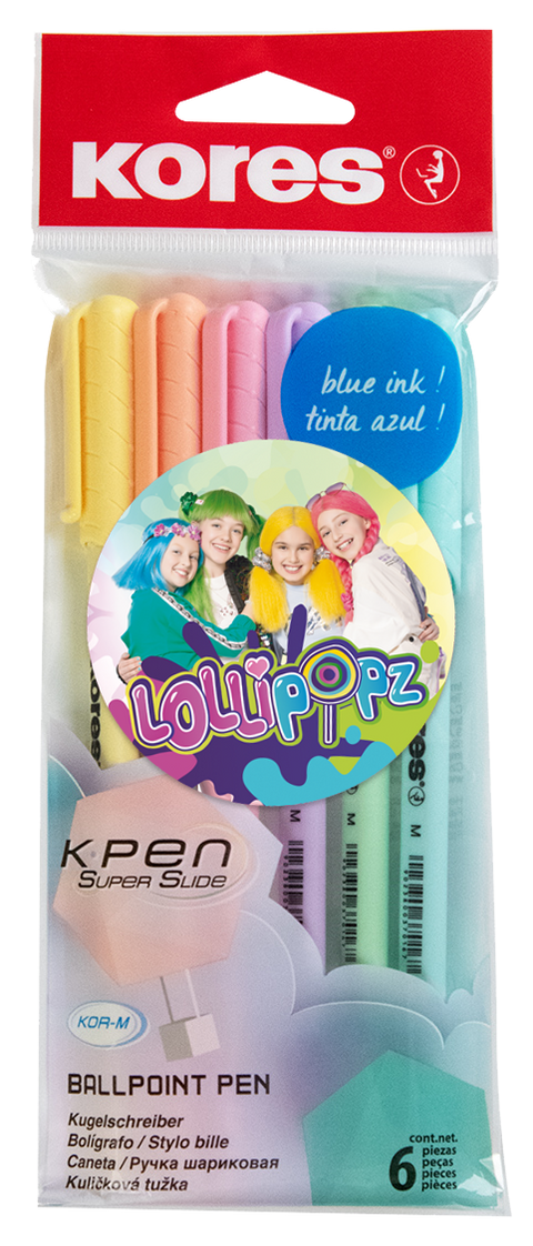 Obrázek produktu: Kores Kuličkové pero K0 Pen Pastel LOLLIPOPZ 1 mm - sada 6 barev