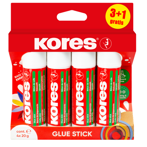 Obrázek produktu: Kores Lepicí tyčinka 20 g multipack 3+1 zdarma