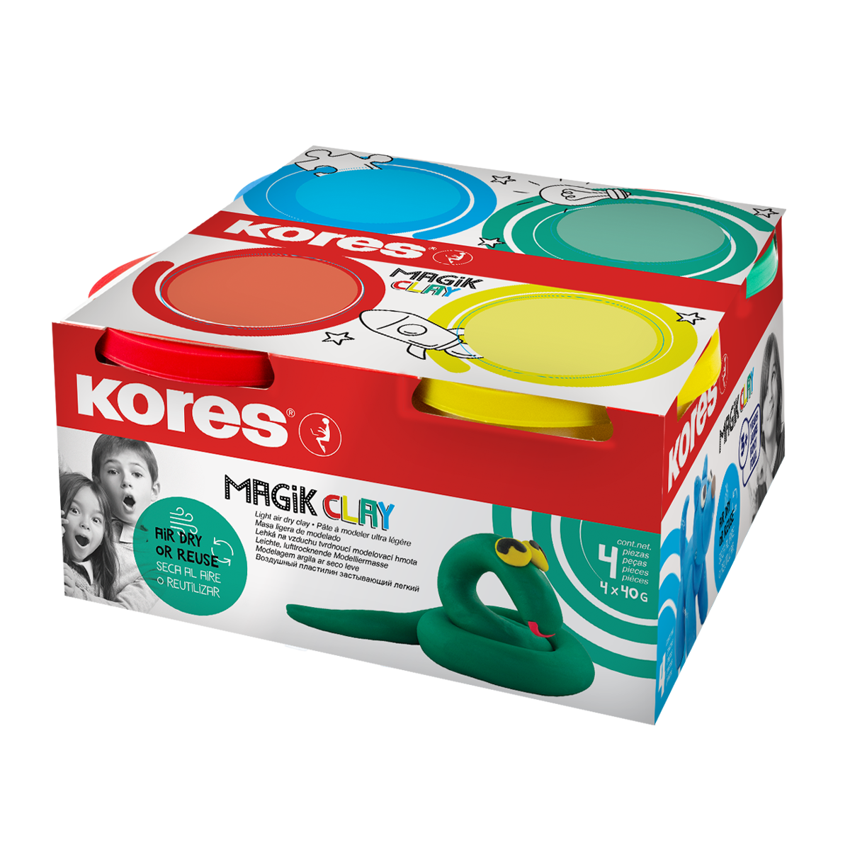 Kores Modelovací hmota MAGIK CLAY - 4 × 40 g