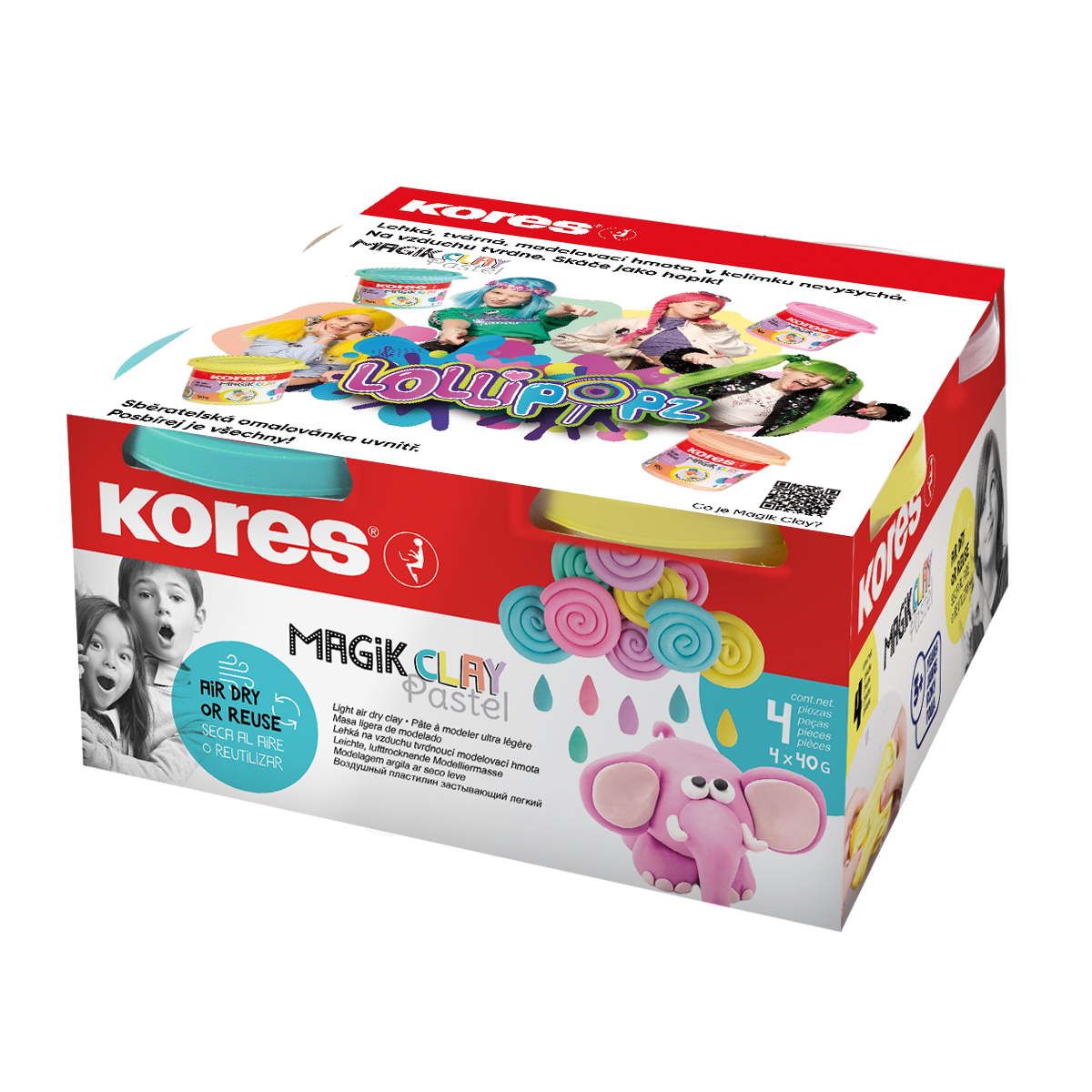 Kores Modelovací hmota Magik Clay LOLLIPOPZ - 4 × 40 g