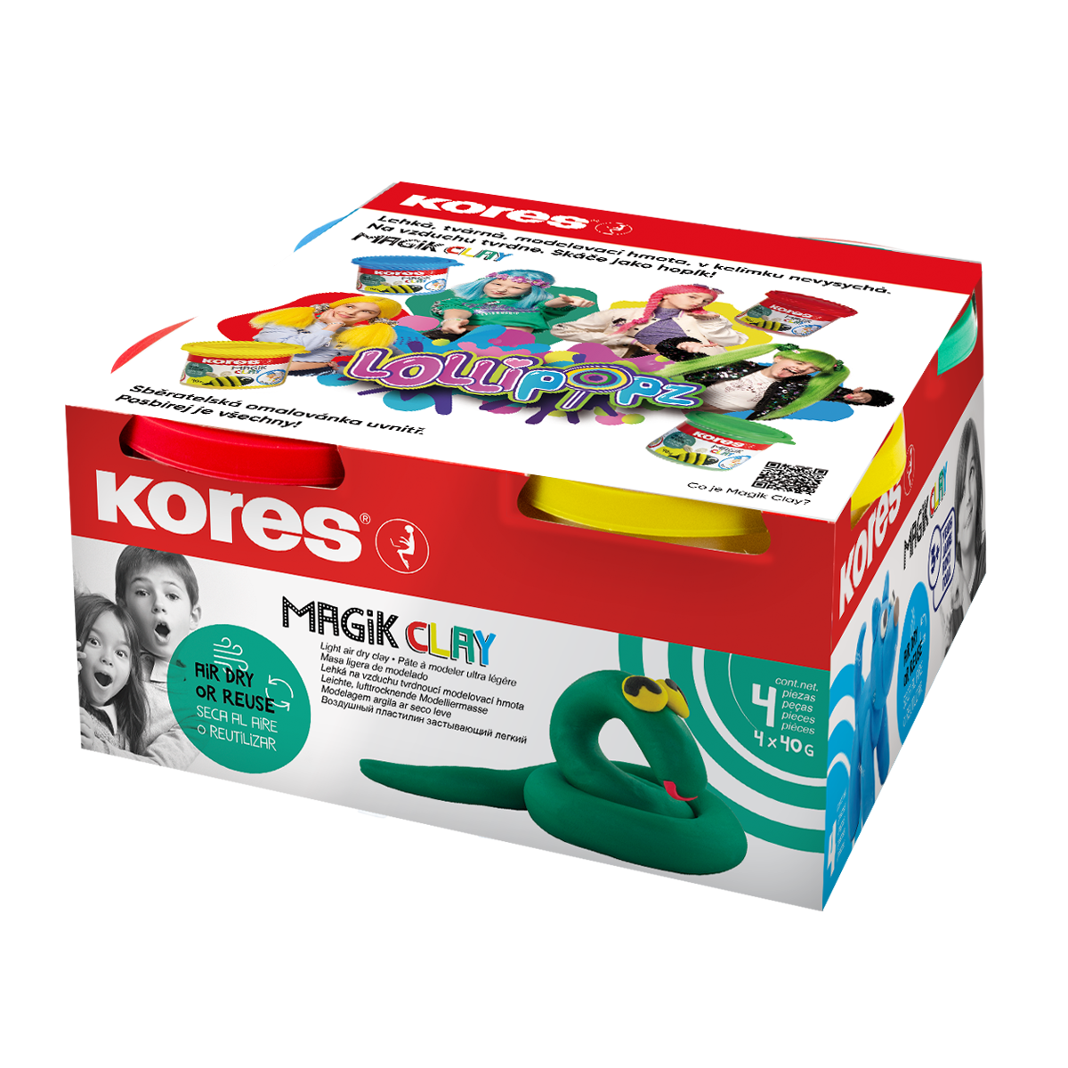 Kores Modelovací hmota Magik Clay Pastel LOLLIPOPZ - 4 × 40 g