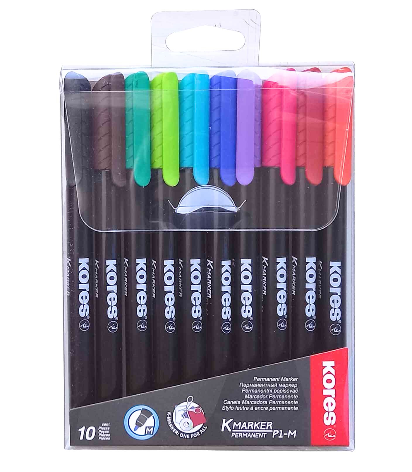 Kores Permanentní popisovač, tenký hrot M - sada 10 barev
