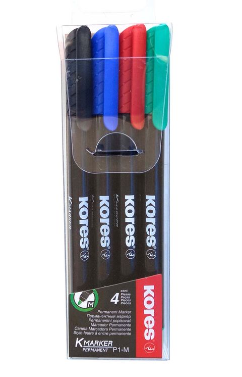Obrázek produktu: Kores Permanentní popisovač, tenký hrot M - sada 4 barev