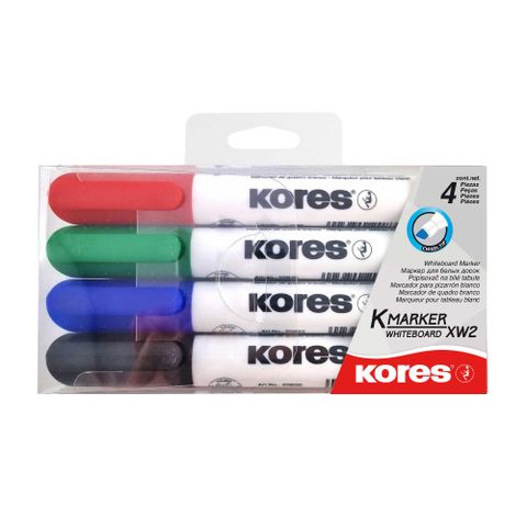 Obrázek produktu: Kores Popisovač na bílé tabule zkosený hrot - sada 4 barev