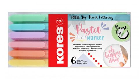 Obrázek produktu: Kores Popisovač Pastel Style se štětcový hrotem - sada 6 pastelových barev
