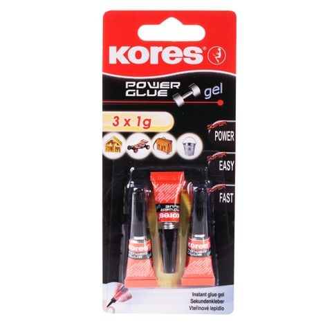 Obrázek produktu: Kores Powerglue gel Vteřinové lepidlo 3 × 1 g