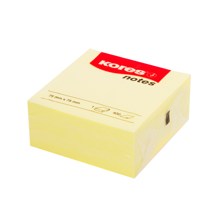 Kores Samolepicí bloček CUBO 75 × 75 mm 400 lístků - žlutý