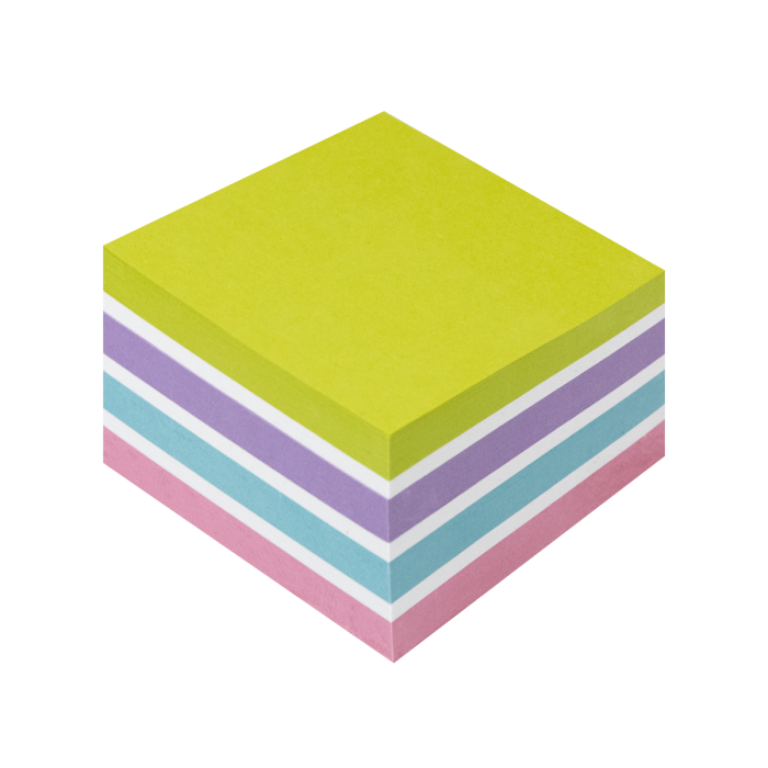 Kores Samolepicí bloček CUBO Pastel 75 × 75 mm, recyklovatelný