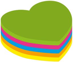 Obrázek produktu: Kores Samolepicí bloček Srdce 70 × 70 mm - neon