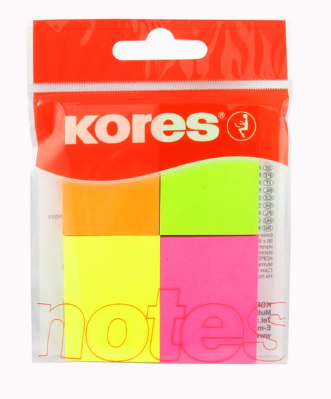 Obrázek produktu: Kores Samolepicí bločky Multicolour 4 ks 40 × 50 mm - neonové