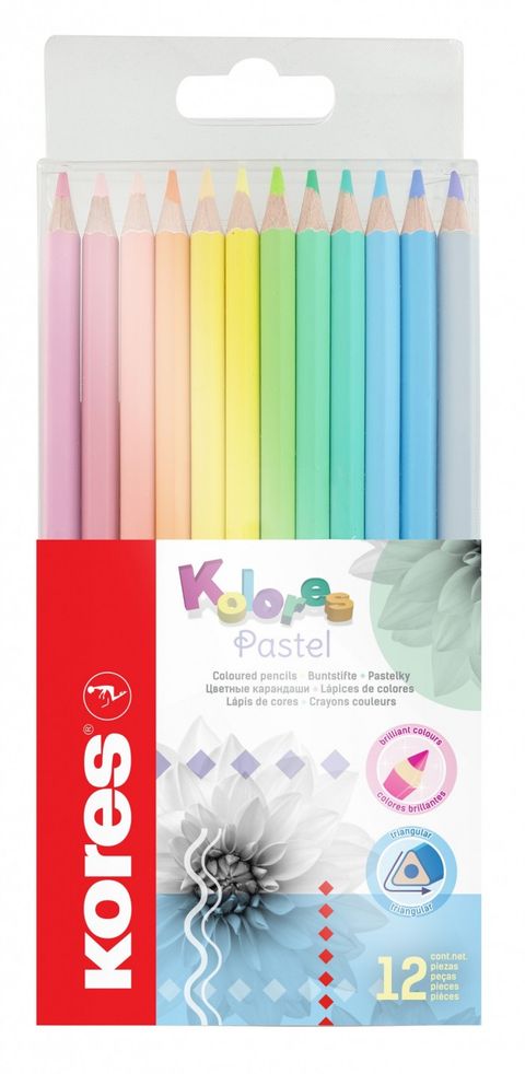 Obrázek produktu: Kores Trojhranné pastelky Kolores Pastel 3 mm, 12 barev