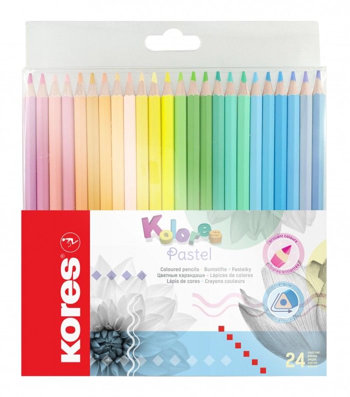 Kores Trojhranné pastelky Kolores Pastel 3 mm, 24 barev