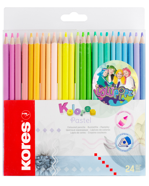 Obrázek produktu: Kores Trojhranné pastelky Kolores Pastel LOLLIPOPZ 3 mm - 24 barev