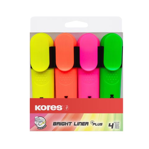 Obrázek produktu: Kores Zvýrazňovač Bright Liner - sada 4 barev