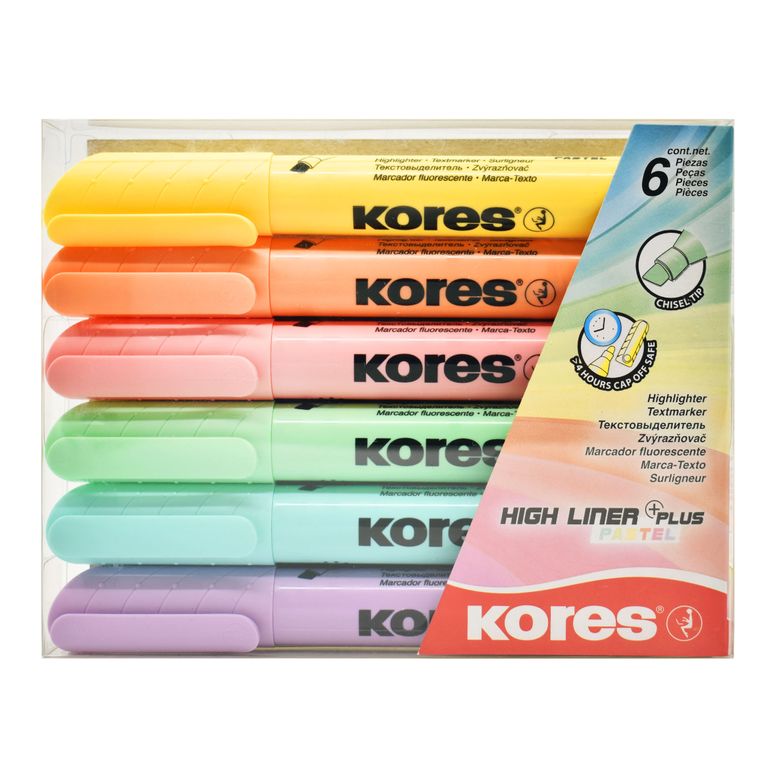 Popisovač High Liner Plus Pastel/High Liner souprava 6 ks Kores