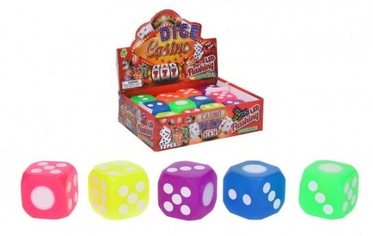 Kostka hrací svítící silikon 4 x 4 cm - mix barev