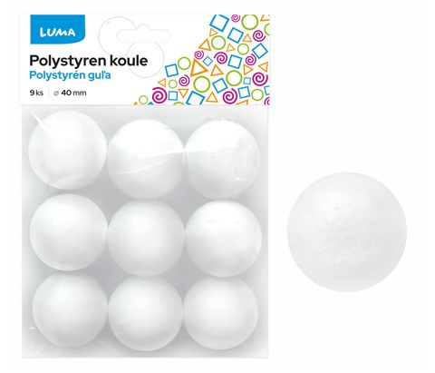 Obrázek produktu: Koule polystyrenové 40 mm - 9 ks