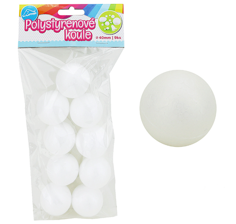 Obrázek produktu: Koule polystyrenové 40 mm - 9 ks