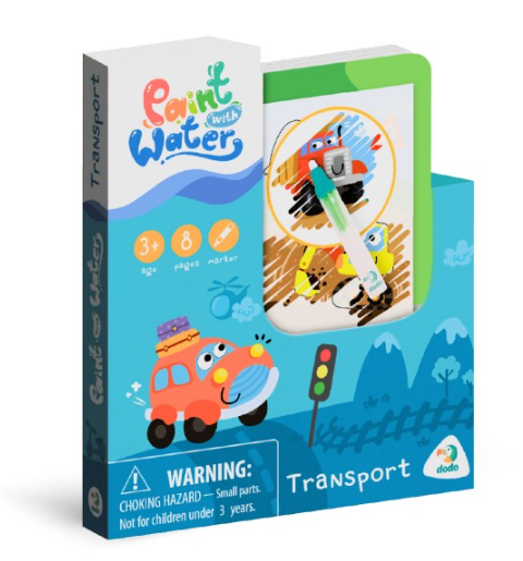 Kouzelné malování vodou - Doprava omalovánky/ blok 12 x 14 cm + štětec 8 listů