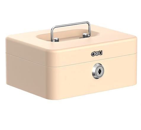 Obrázek produktu: Kovová pokladna DELI přenosná 200 × 160 × 90 mm - krémová