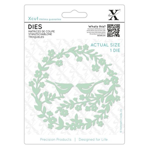 Kovová vyřezávací  šablona Xcut  - Věnec s ptáčky ( 1 ks  )