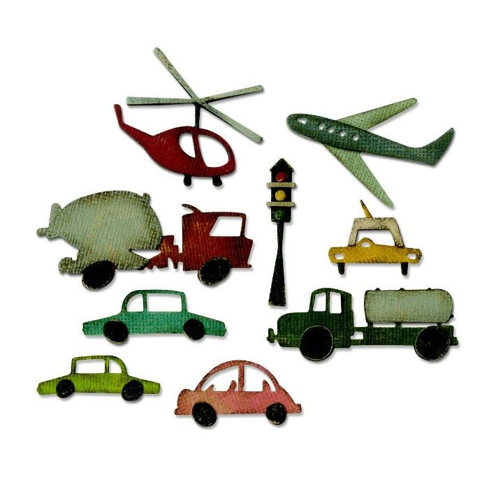Kovové vyřezávací  šablony Thinlits - Dopravní prostředky (22ks)