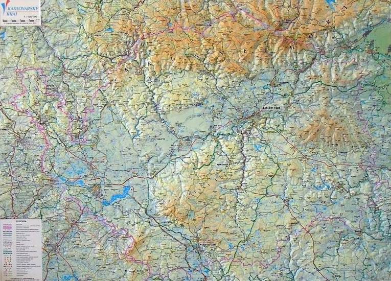 Levně Kraj - Karlovarský - reliéfní nástěnná mapa - 1: 100 000