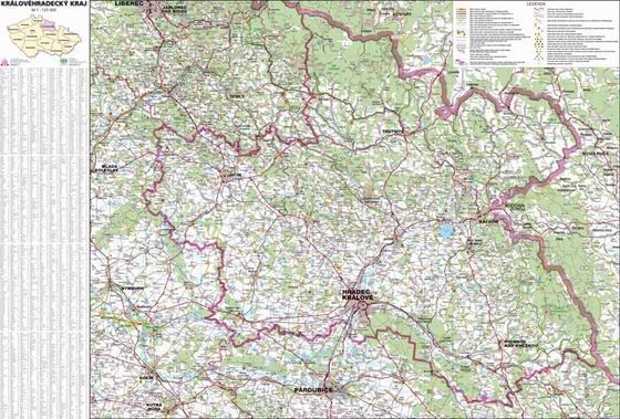 Levně Kraj - Královéhradecký -ZES- 1:125 000 - nástěnná mapa
