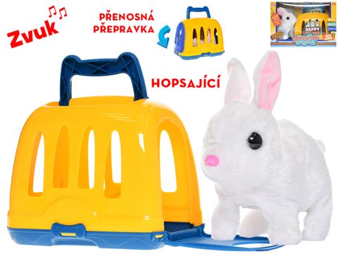 Obrázek produktu: Králíček plyšový 17 cm na baterie se zvukem skákající s přepravkou