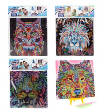 Obrázek produktu: Kreativní sada diamantové malování zvířata 20 x 20 cm s nalepovacími diamanty - mix motivů