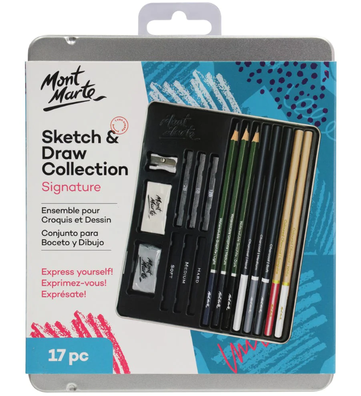 Kreativní sada na kreslení Mont Marte, č.0033, 17 ks, kovový box