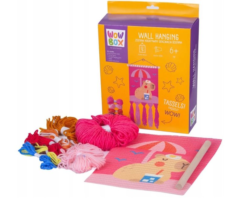 Kreativní sada na vyšívání kapybara na pláži, makramé