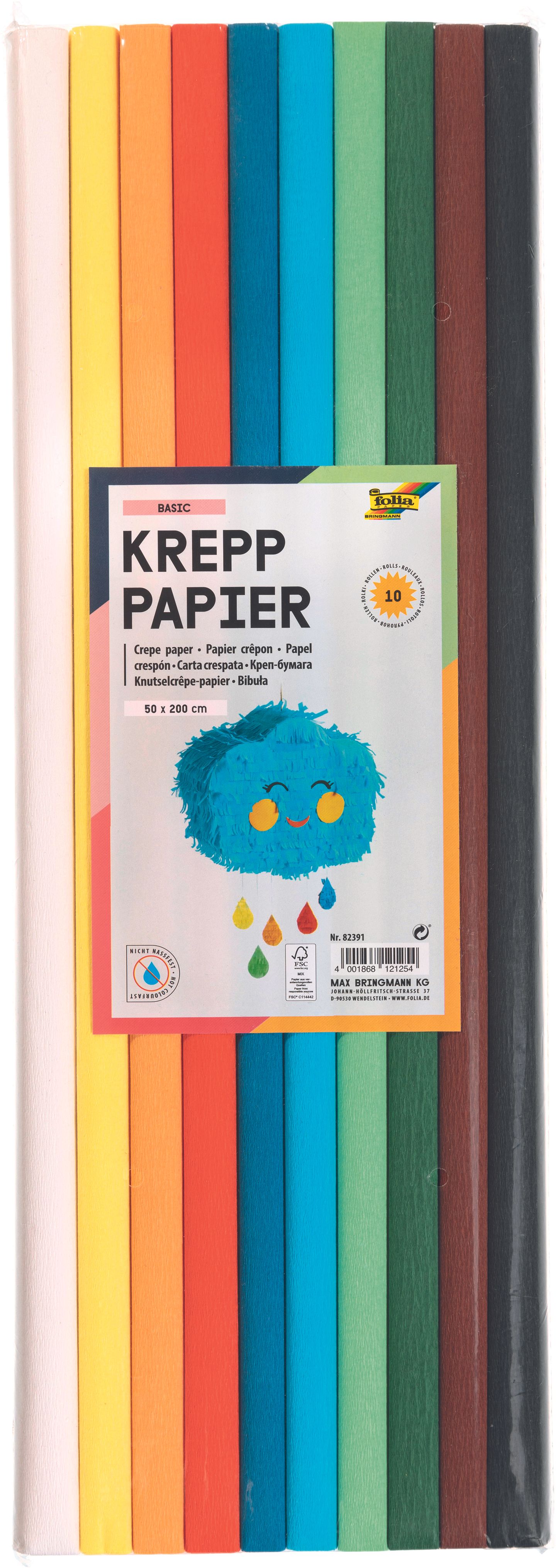 Krepový papír - sada - 10 rolí - BASIC