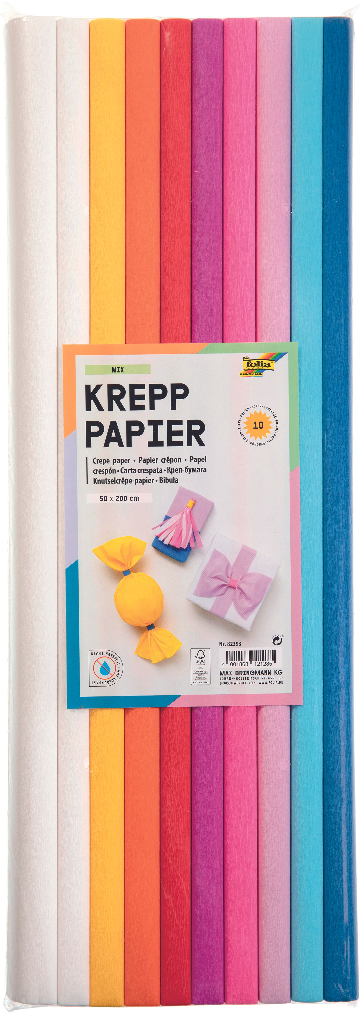 Krepový papír - sada - 10 rolí - MIX