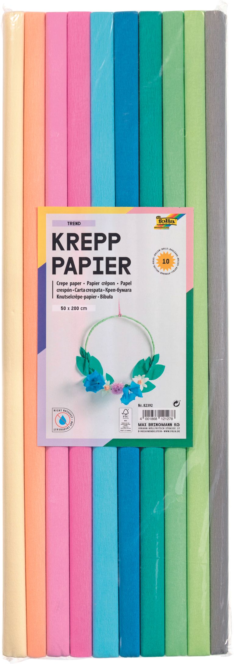 Krepový papír - sada - 10 rolí - TREND