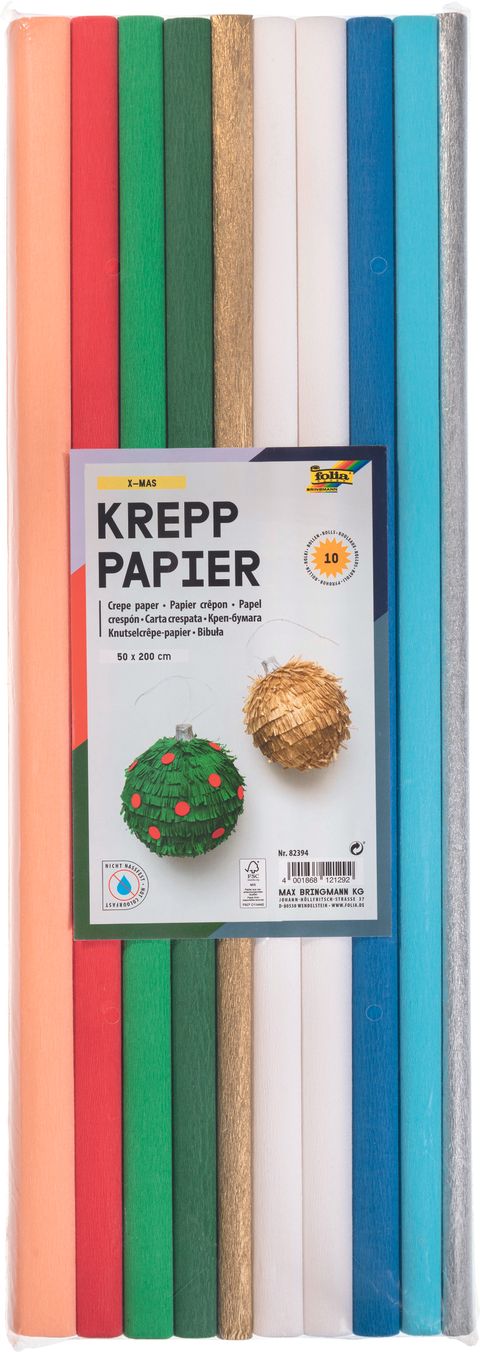 Obrázek produktu: Krepový papír - sada - 10 rolí - VÁNOCE