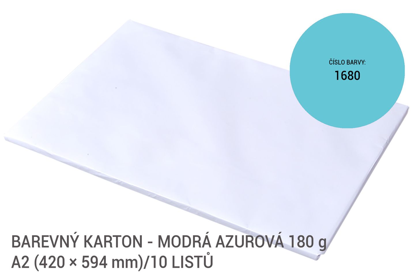 Kreslicí karton barevný A2 - 180g - 10 ks - azurový